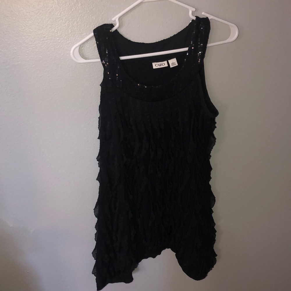 Black ruffled party shirt
